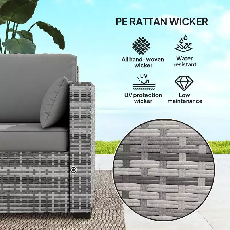 Patio Couch PE Wicker Deep Seating Outdoor Sofa with Removable Cushions, 3 Seater Rattan Sofa, Outdoor Furniture for Balcony, Deck, Garden