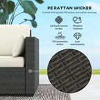 Patio Couch PE Wicker Deep Seating Outdoor Sofa with Removable Cushions, 3 Seater Rattan Sofa, Outdoor Furniture for Balcony, Deck, Garden