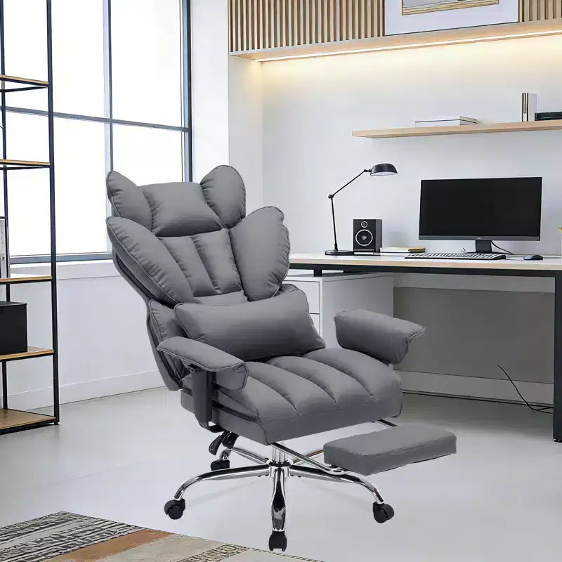 Big and Tall Office Chair w/Footrest, High Back Executive Desk Chair, 155ReclineLumbar Support Pillow, Faux Leather Gaming Chairs for Home