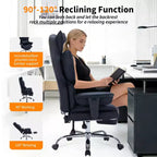 Big and Tall Office Chair w/Footrest, High Back Executive Desk Chair, 155ReclineLumbar Support Pillow, Faux Leather Gaming Chairs for Home
