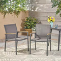Set of 2 Outdoor Dining Chair Patio Accent Chair Aluminum Patio Seat Armchair, All-Weather Design, Gray - ModernLuxe