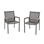 Set di 2 sedie da pranzo per esterni, sedie accentate per patio, poltrona da giardino in alluminio, design per tutte le stagioni, grigio - ModernLuxe