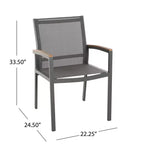 Set di 2 sedie da pranzo per esterni, sedie accentate per patio, poltrona da giardino in alluminio, design per tutte le stagioni, grigio - ModernLuxe