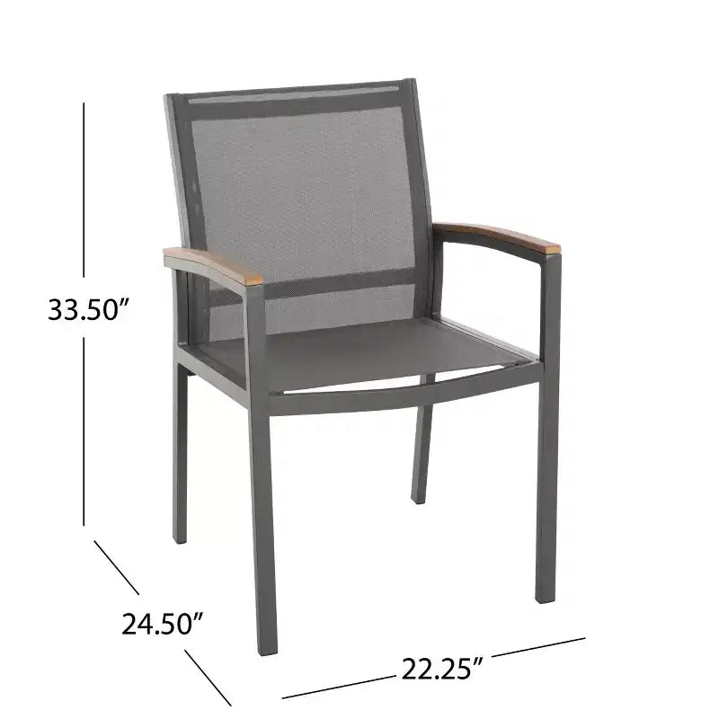 Set di 2 sedie da pranzo per esterni, sedie accentate per patio, poltrona da giardino in alluminio, design per tutte le stagioni, grigio - ModernLuxe