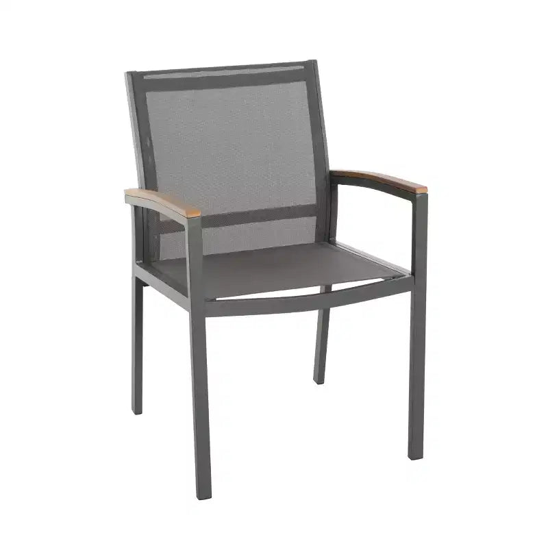 Set di 2 sedie da pranzo per esterni, sedie accentate per patio, poltrona da giardino in alluminio, design per tutte le stagioni, grigio - ModernLuxe
