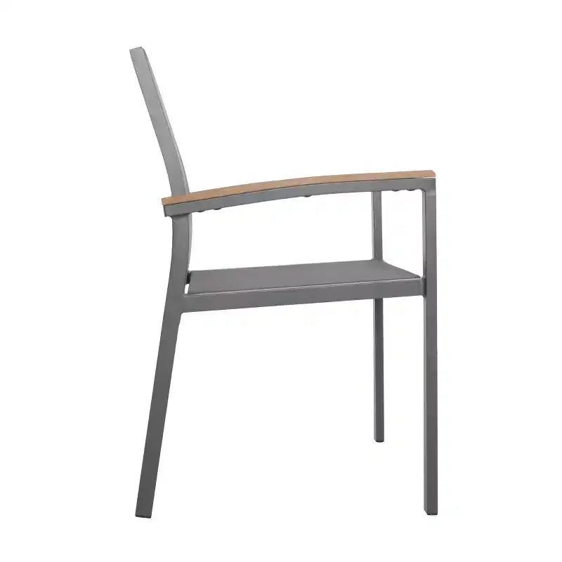Set di 2 sedie da pranzo per esterni, sedie accentate per patio, poltrona da giardino in alluminio, design per tutte le stagioni, grigio - ModernLuxe