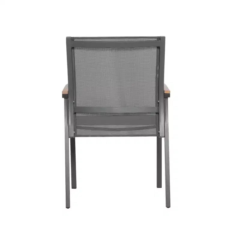 Set di 2 sedie da pranzo per esterni, sedie accentate per patio, poltrona da giardino in alluminio, design per tutte le stagioni, grigio - ModernLuxe
