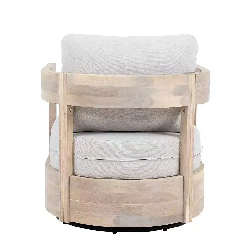 ModernLuxe Outdoor Swivel Accent Chair, Patio Club Chair with Thick Cushions, Modern Swivel Armchair, Acacia Wood Frame