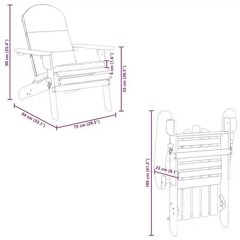vidaXL Garden Chair Natural wood Solid Acacia wood Standard Foldable
