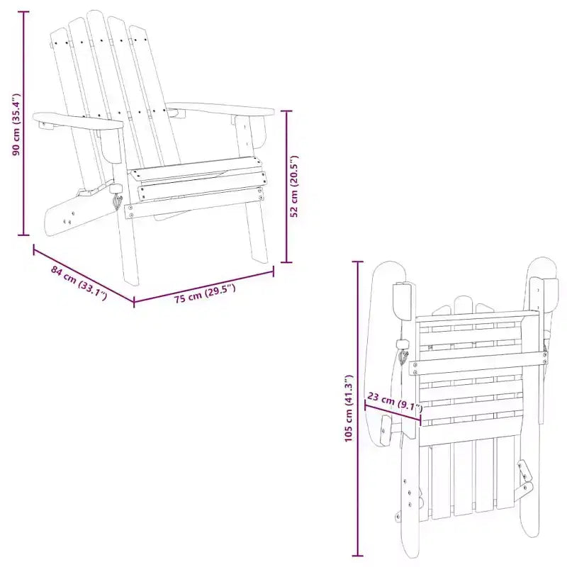 vidaXL Garden Chair Natural wood Solid Acacia wood Standard Foldable
