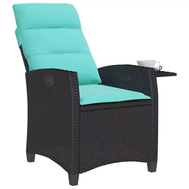 vidaXL Sdraio da giardino reclinabile in polyrattan con tavolino laterale