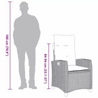 vidaXL Sdraio da giardino reclinabile in polyrattan con tavolino laterale