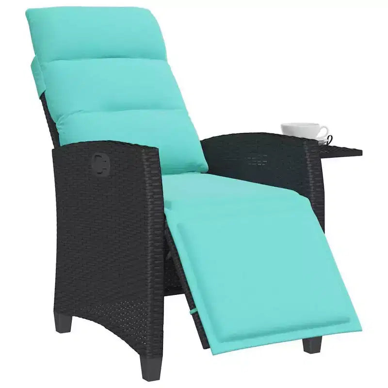 vidaXL Sdraio da giardino reclinabile in polyrattan con tavolino laterale