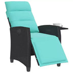 vidaXL Sdraio da giardino reclinabile in polyrattan con tavolino laterale