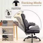 KERDOM Executive Leather Office Chair, Ergonomic Office Chair High Back Lumbar Support with Padded Armrests