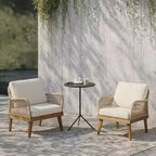 Christopher Knight Home Matthieu Modern Acacia Wood Patio Club Chairs with Cushion and Rope Detail (Set of 2)