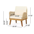 Christopher Knight Home Matthieu Modern Acacia Wood Patio Club Chairs with Cushion and Rope Detail (Set of 2)