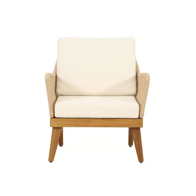 Christopher Knight Home Matthieu Modern Acacia Wood Patio Club Chairs with Cushion and Rope Detail (Set of 2)