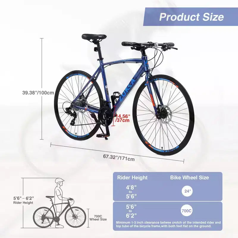 NAYSAYE 27.5 Bicycle 3x8/24 Speeds Hybrid Bike Disc Brakes Aluminum Frame Junior Senior for Men and Women City Cycling, 67.32*14.56*39.37
