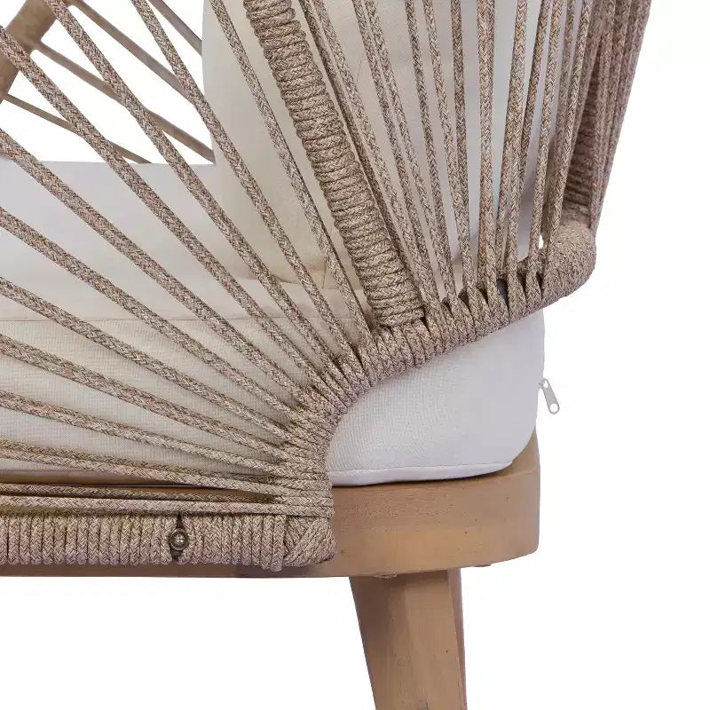 Christopher Knight Home Rheba Outdoor Acacia Wood Curved Tub Club Chair with Rope Accents