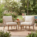 Christopher Knight Home Rheba Outdoor Acacia Wood Curved Tub Club Chair with Rope Accents