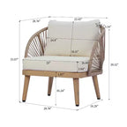 Christopher Knight Home Rheba Outdoor Acacia Wood Curved Tub Club Chair with Rope Accents