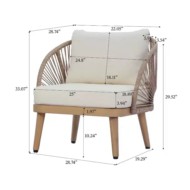 Christopher Knight Home Rheba Outdoor Acacia Wood Curved Tub Club Chair with Rope Accents