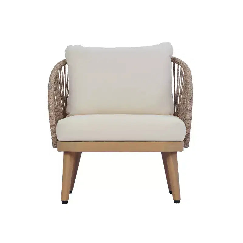 Christopher Knight Home Rheba Outdoor Acacia Wood Curved Tub Club Chair with Rope Accents