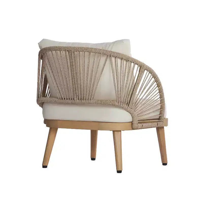 Christopher Knight Home Rheba Outdoor Acacia Wood Curved Tub Club Chair with Rope Accents