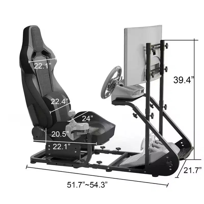 JVNOXK Cabina di Pilotaggio con Volante da Corsa Stabilizzato Potenziato, Simulatore di Guida Regolabile (Esclude Freno a Mano, Pedali e Display)
