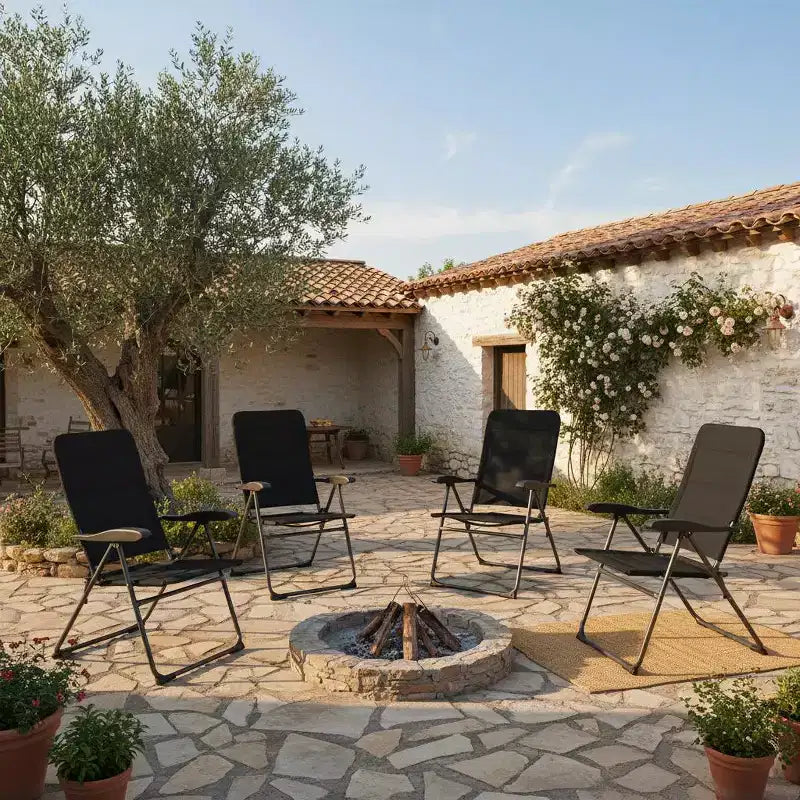 Gymax Sdraio Pieghevoli da Esterno 2/4 Pezzi con Schienale Inclinabile Regolabile e Sedili Imbottiti per Giardino e Patio, Nero/Grigio