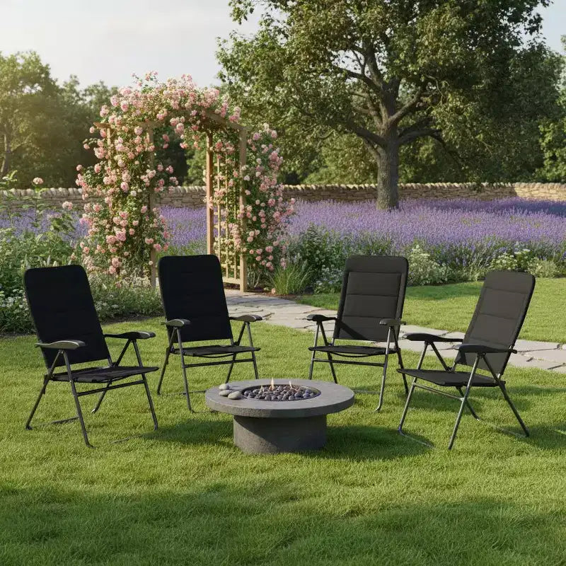 Gymax Sdraio Pieghevoli da Esterno 2/4 Pezzi con Schienale Inclinabile Regolabile e Sedili Imbottiti per Giardino e Patio, Nero/Grigio