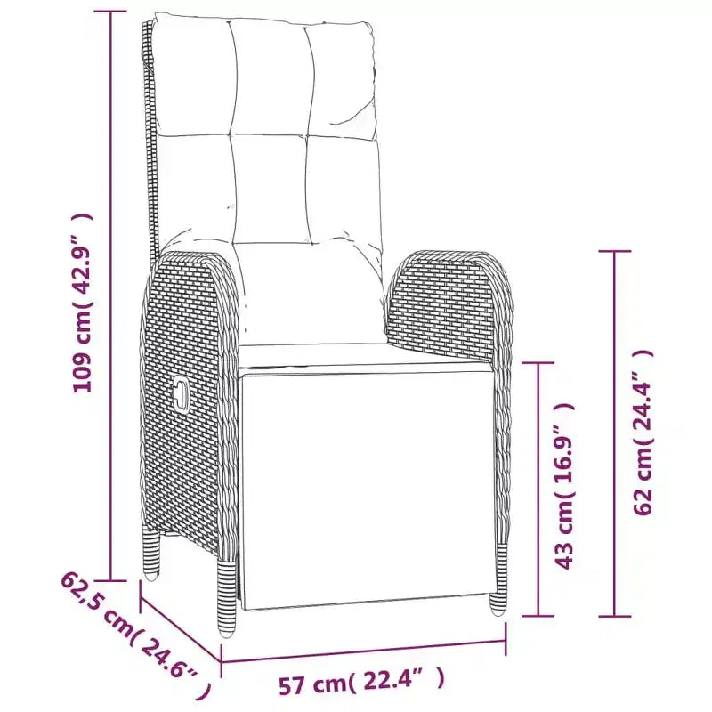 vidaXL Outdoor Reclining Chairs with Cushions
