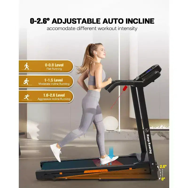 Tapis Roulant Pieghevole Inclinato a 3 Livelli Redliro per la Casa, Tapis Roulant con Altoparlanti Bluetooth, Compatto con Capacità di 150 kg