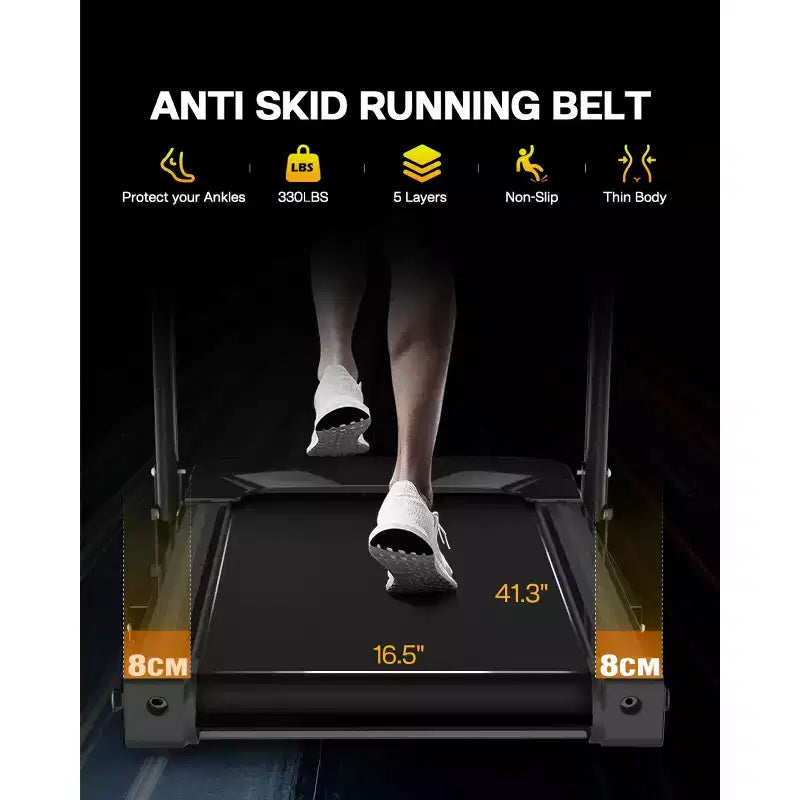 Tapis Roulant Pieghevole Inclinato a 3 Livelli Redliro per la Casa, Tapis Roulant con Altoparlanti Bluetooth, Compatto con Capacità di 150 kg