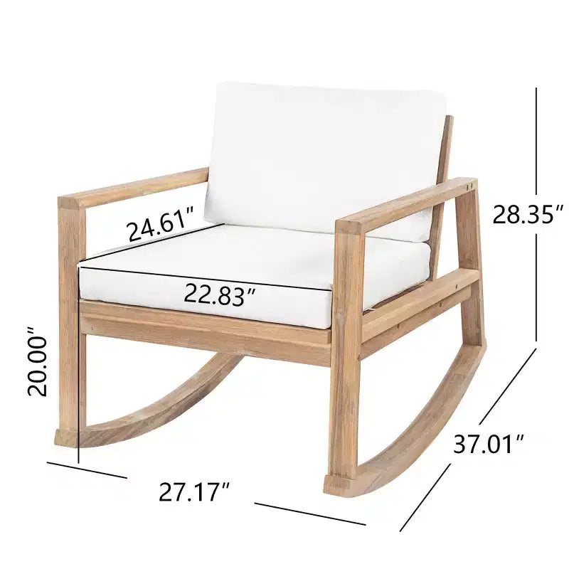 Christopher Knight Home Stphanie Sedia a dondolo moderna nordica da patio in legno di acacia con cuscini