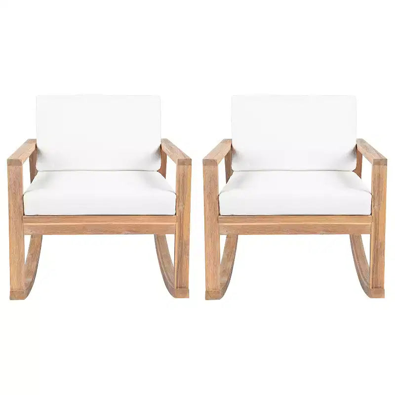 Christopher Knight Home Stphanie Sedia a dondolo moderna nordica da patio in legno di acacia con cuscini
