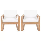 Christopher Knight Home Stphanie Sedia a dondolo moderna nordica da patio in legno di acacia con cuscini