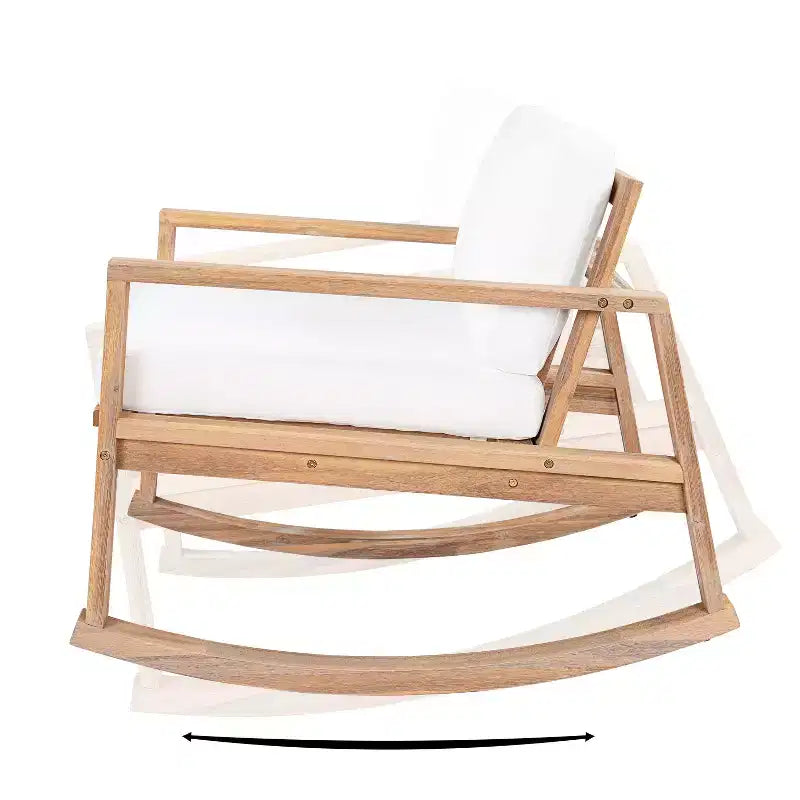 Christopher Knight Home Stphanie Sedia a dondolo moderna nordica da patio in legno di acacia con cuscini