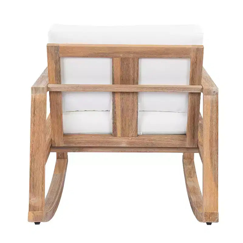 Christopher Knight Home Stphanie Sedia a dondolo moderna nordica da patio in legno di acacia con cuscini