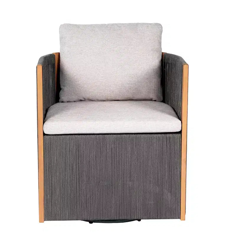 Christopher Knight Home Zorana Sedia Girevole Moderna da Esterno in Legno di Acacia e Corda