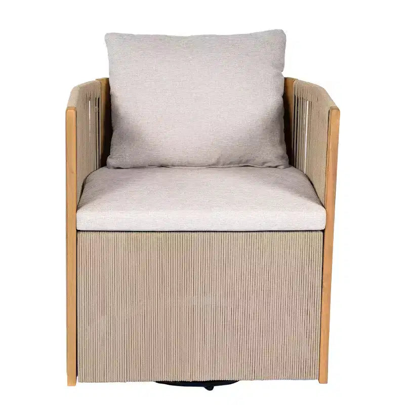 Christopher Knight Home Zorana Sedia Girevole Moderna da Esterno in Legno di Acacia e Corda