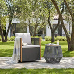 Christopher Knight Home Zorana Sedia Girevole Moderna da Esterno in Legno di Acacia e Corda