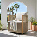 Christopher Knight Home Zorana Modern Outdoor Acacia Wood Rope Swivel Chair