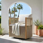 Christopher Knight Home Zorana Modern Outdoor Acacia Wood Rope Swivel Chair