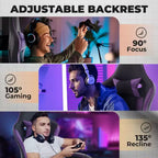 Ora Maison Sedia da Gaming Ergonomica con Poggiapiedi e Massaggio Lombare, Sedia da Computer Girevole Regolabile in Altezza per Adulti, Capacità 136 kg, Viola