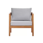 Christopher Knight Home Marine Farmhouse Acacia Wood Upholstered Patio Lounge Chair with Cushion
