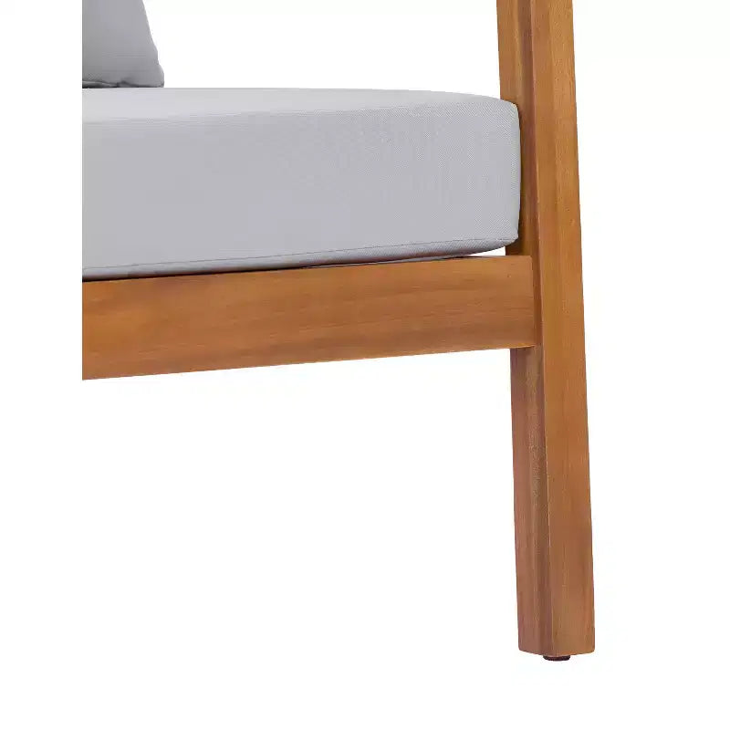Christopher Knight Home Marine Farmhouse Acacia Wood Upholstered Patio Lounge Chair with Cushion