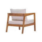 Christopher Knight Home Marine Farmhouse Acacia Wood Upholstered Patio Lounge Chair with Cushion