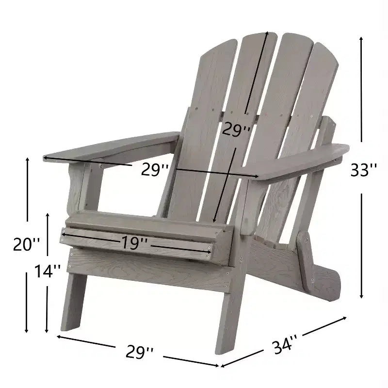 Outdoor Wooden Folding Adirondack Chair with BackRest&SeatBoard, Wood Patio Chair